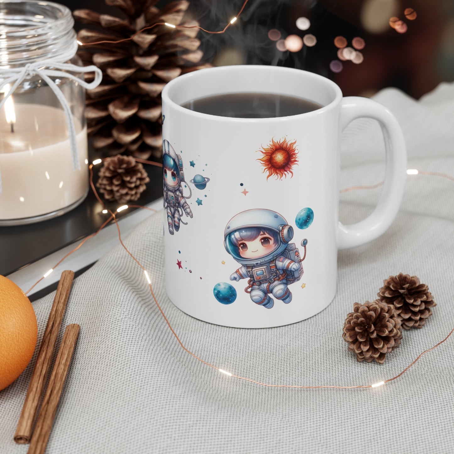 Cute Watercolor Astronauts Ceramic Mug 11oz