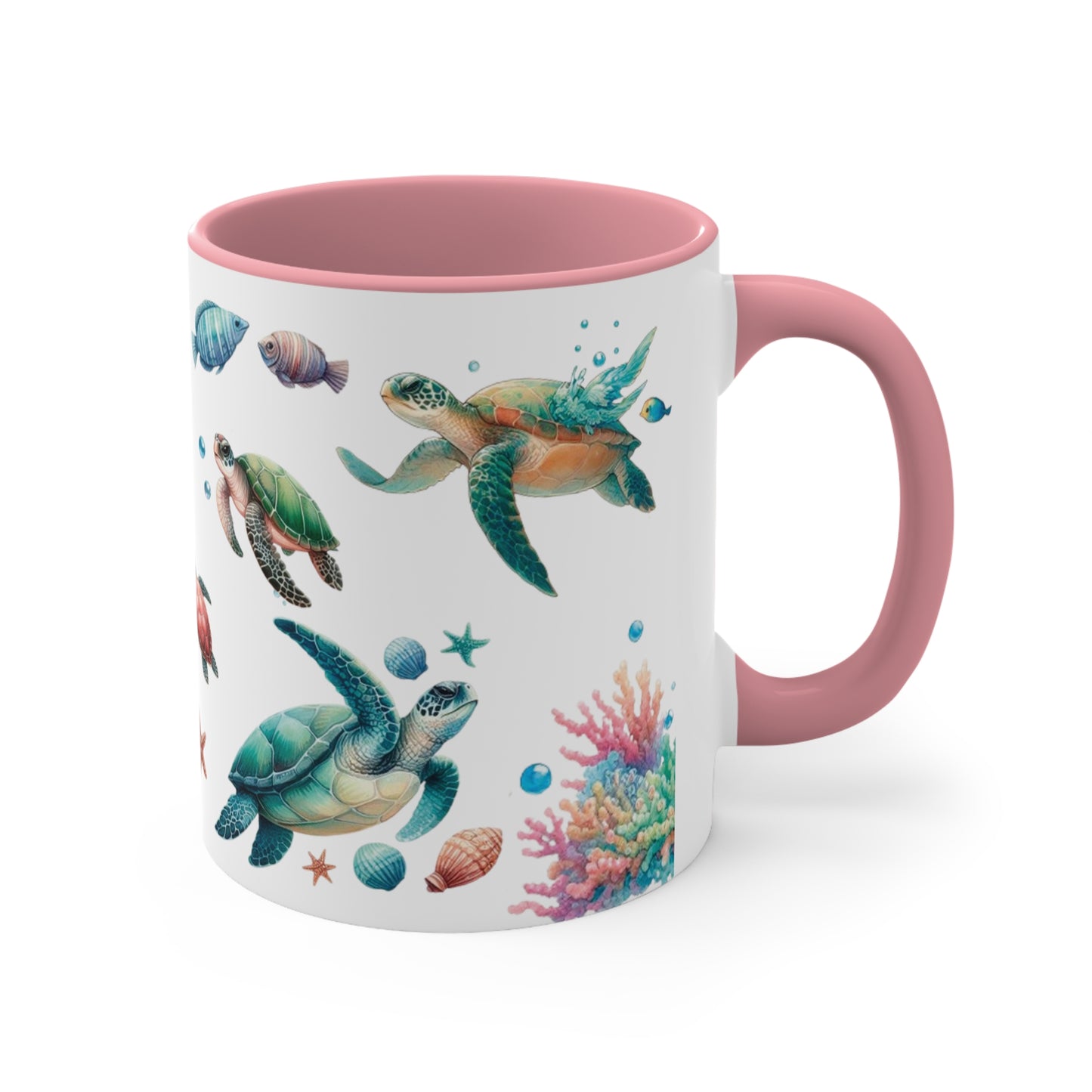 Watercolor Turtles Accent Coffee Mug, 11oz