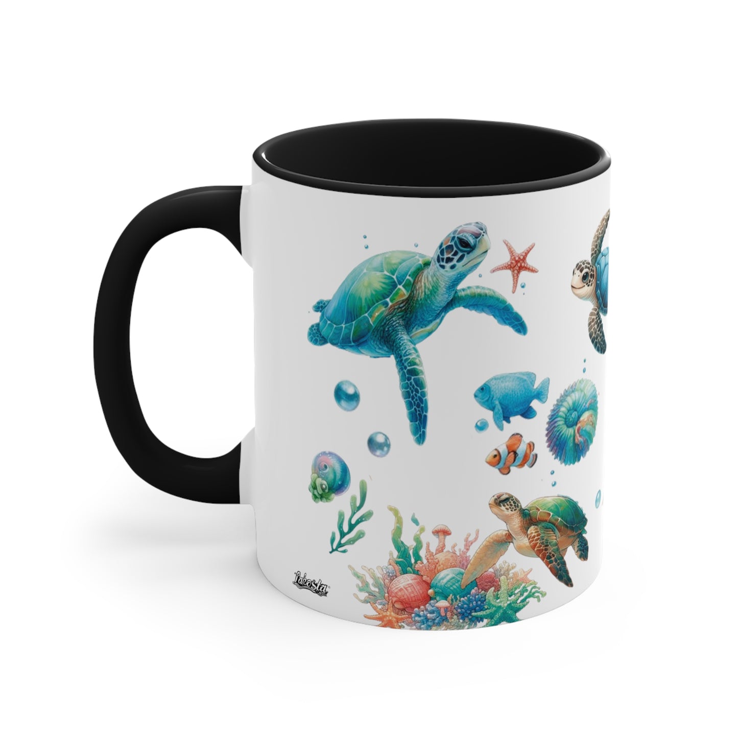 Watercolor Turtles Accent Coffee Mug, 11oz