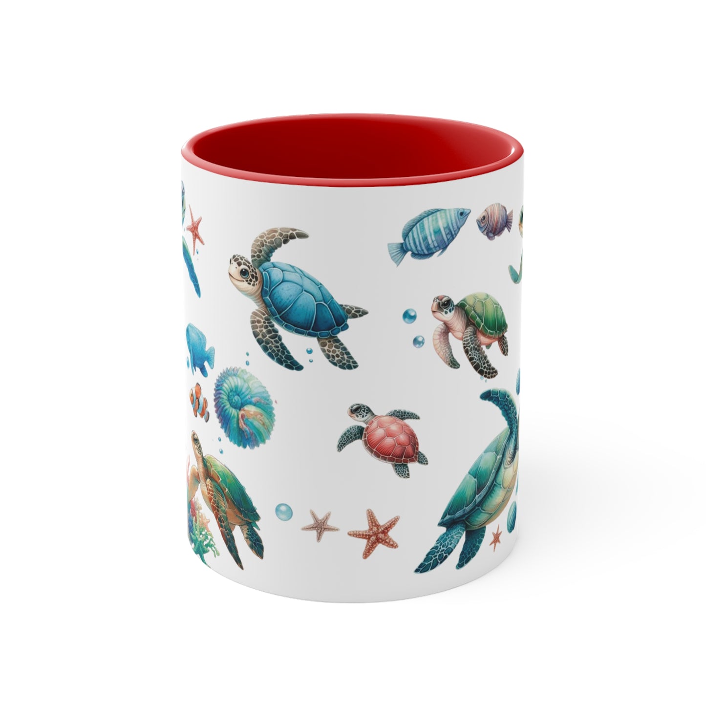 Watercolor Turtles Accent Coffee Mug, 11oz