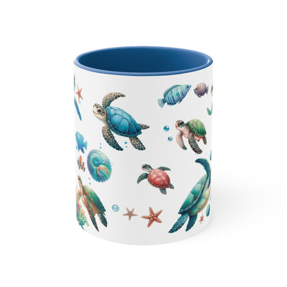 Watercolor Turtles Accent Coffee Mug, 11oz