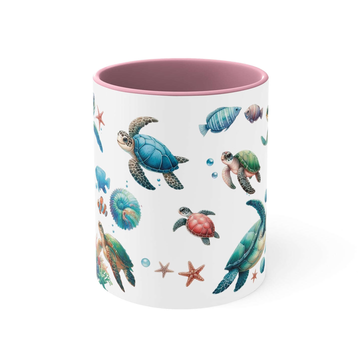 Watercolor Turtles Accent Coffee Mug, 11oz