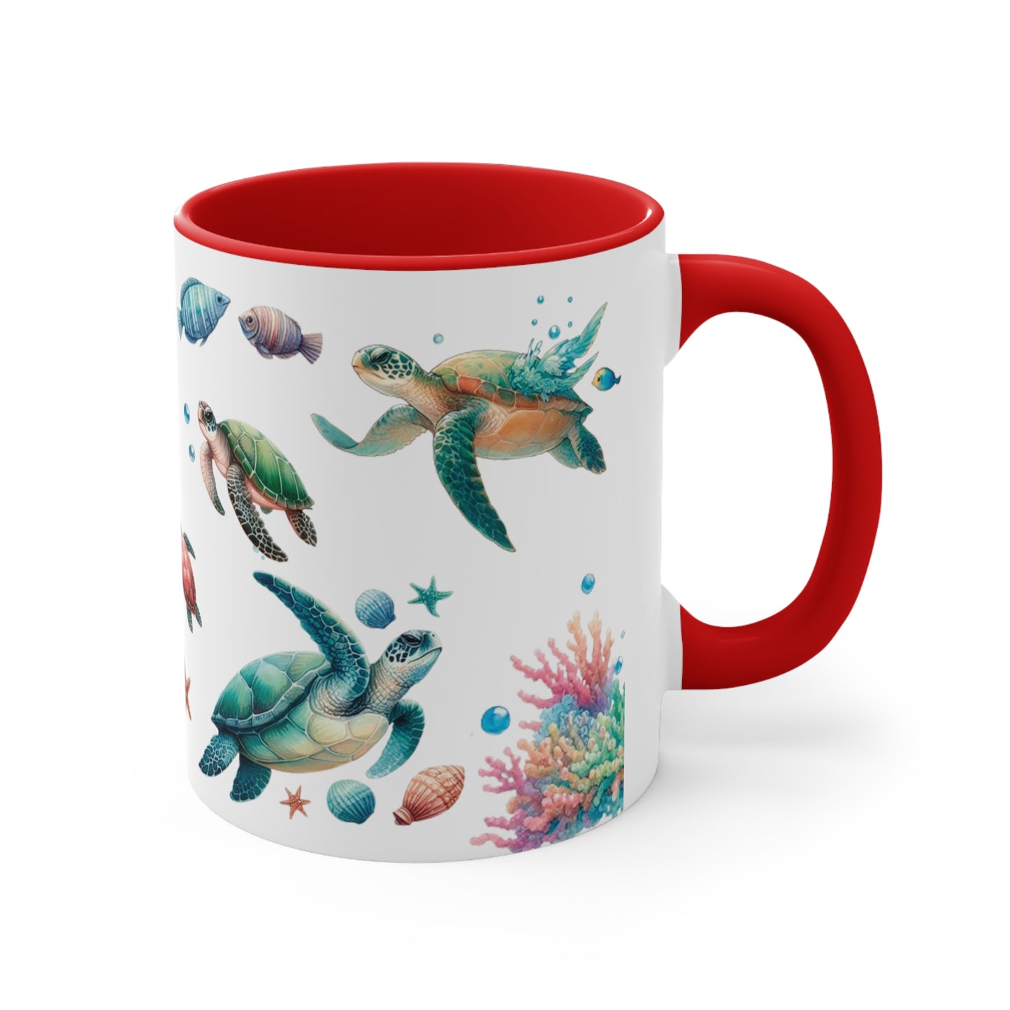 Watercolor Turtles Accent Coffee Mug, 11oz